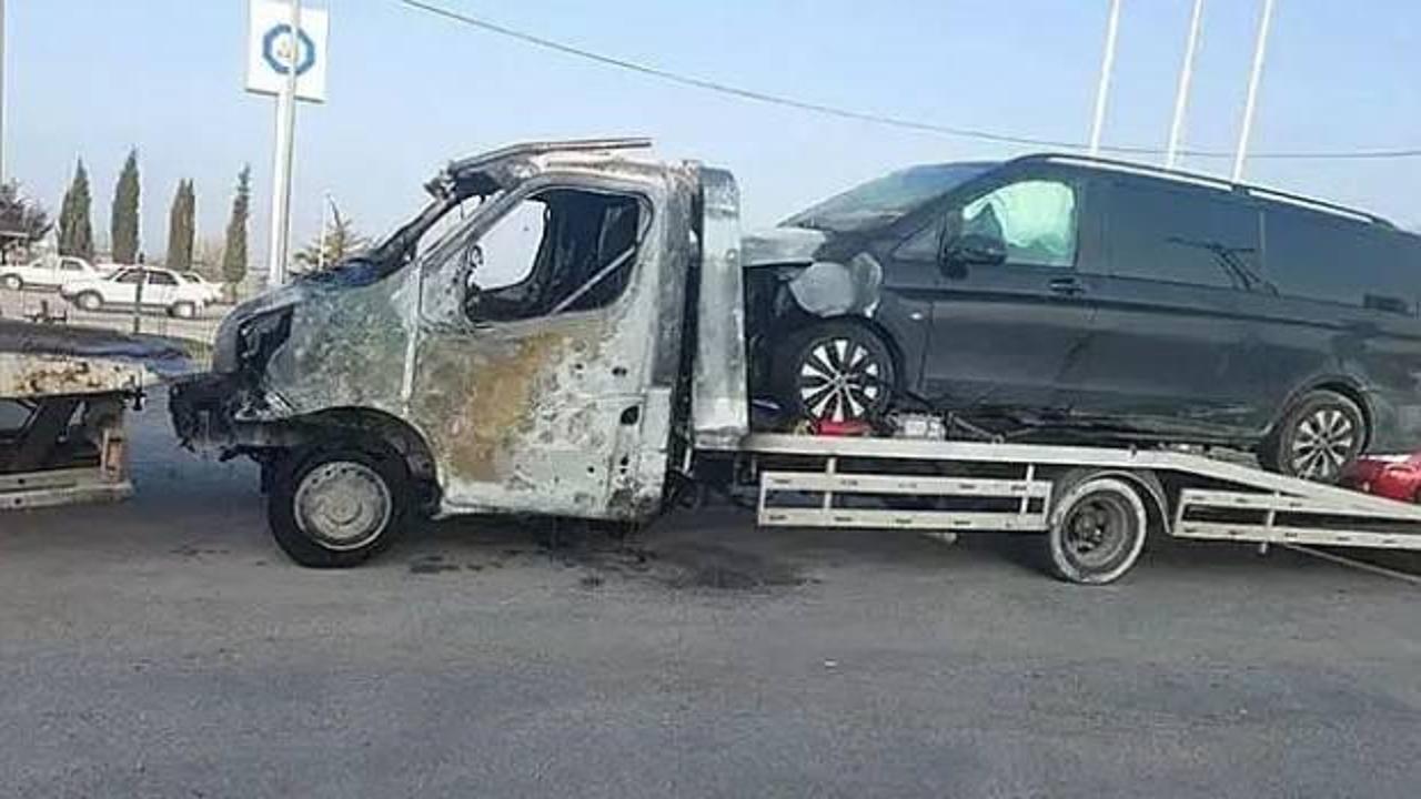 Destici'nin kaza yaptığı araç bu kez de yandı!